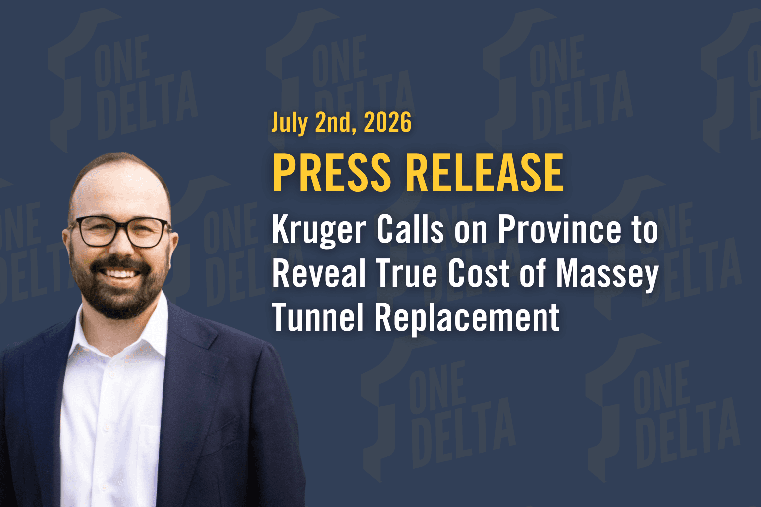 Kruger Calls on Province to Reveal True Cost of Massey Tunnel Replacement
